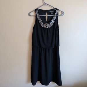 White House Black Market Black Beaded Midi Dress